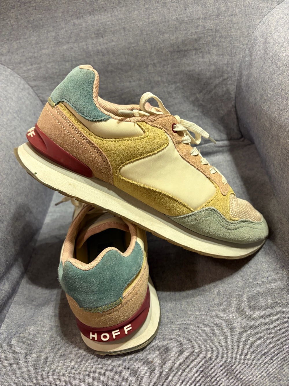 HOFF Women’s Leather Retro Runner Sneakers in Pastel Yellow & Mint
